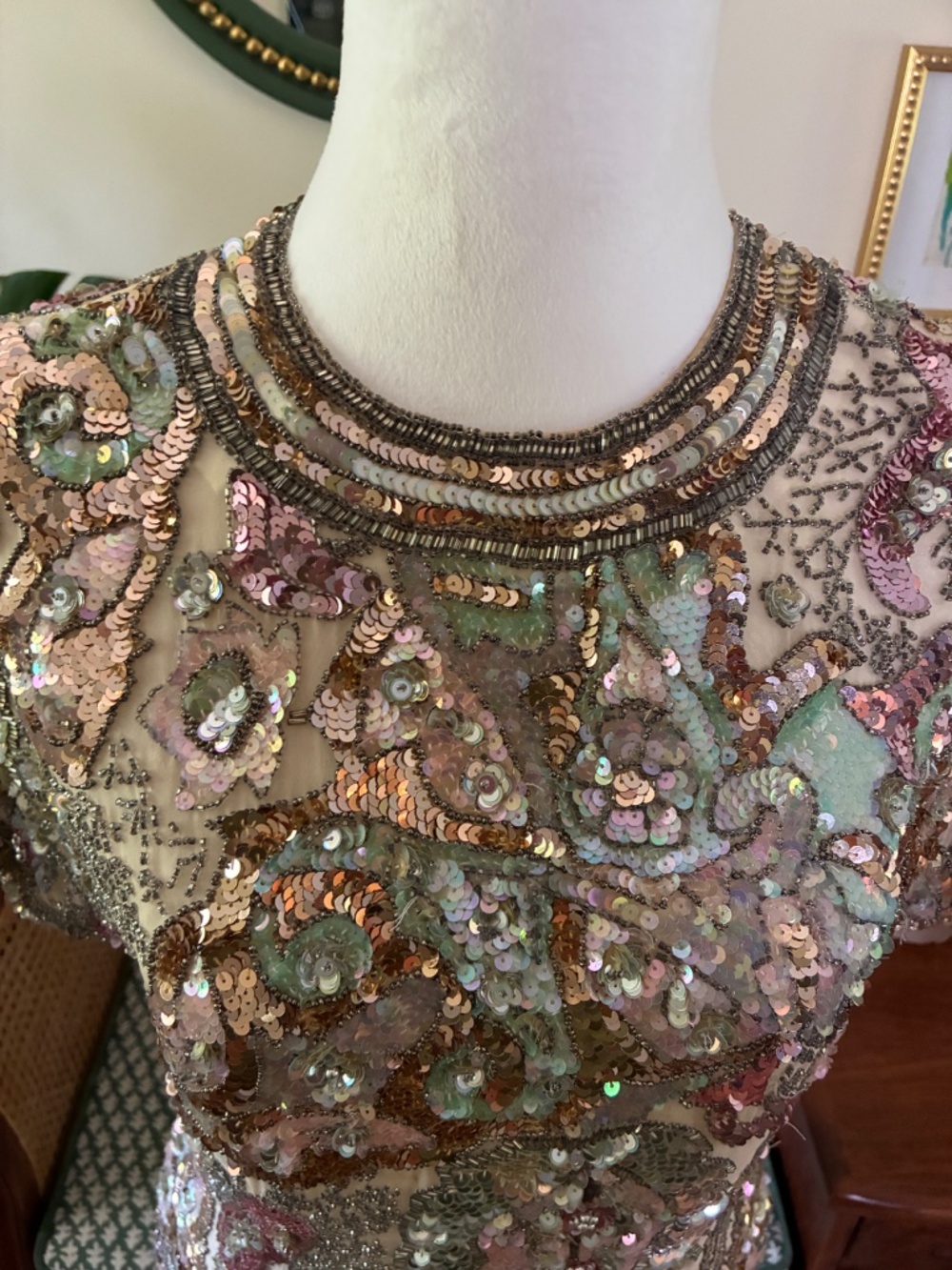Rare Black Tie Oleg Cassini Vintage Beaded Sequin Silk Evening Top Small - Picture 4 of 10